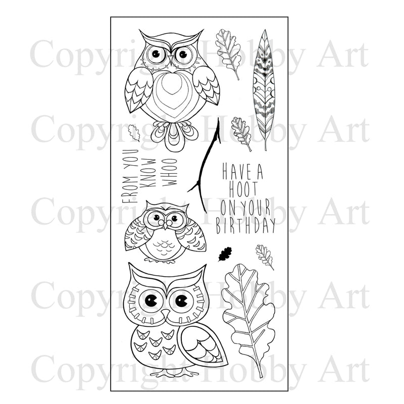 Hobby Art Stamps - Clear Polymer Stamp Set - Ornate Owls