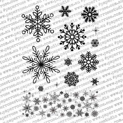 Paper Rose - Christmas Snowflakes - 4 x 6 - Clear Stamp Set