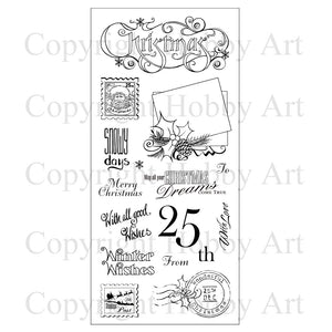 Hobby Art Stamps - Clear Polymer Stamp Set - Christmas Post (retired)