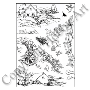 Hobby Art Stamps - Clear Polymer Stamp Set - A5 - Country Ways