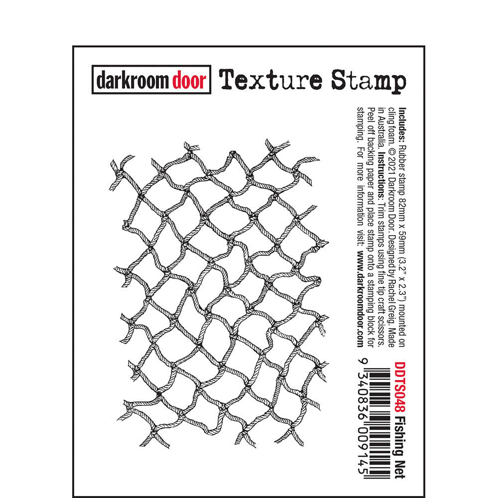 Darkroom Door - Texture Stamp - Fishing Net - Red Rubber Cling Stamp