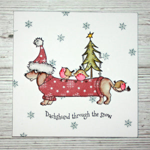 Hobby Art Stamps - Clear Polymer Stamp Set - P6 - Dachshund Through the Snow