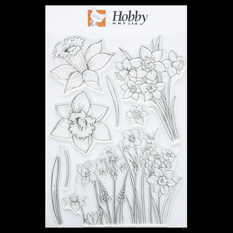 Hobby Art Stamps - Clear Polymer Stamp Set - A5 - Dancing Daffodils