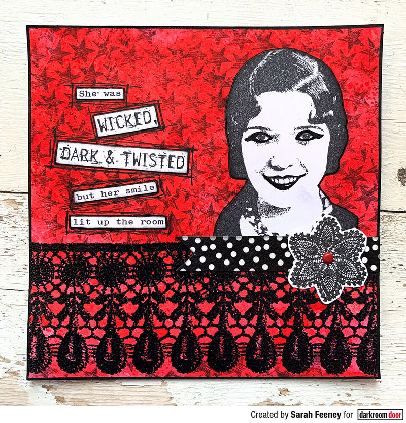 Darkroom Door - Texture Stamp - Brushed Stars - Red Rubber Cling Stamp