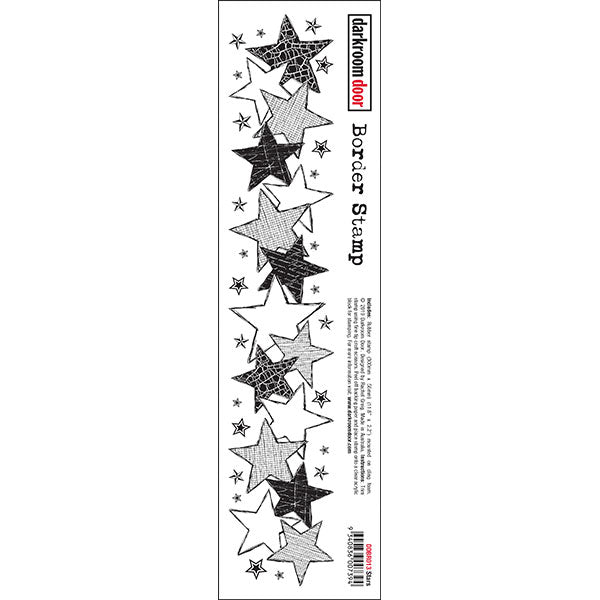 Darkroom Door - Stars - Border Stamp - Red Rubber Cling Stamp