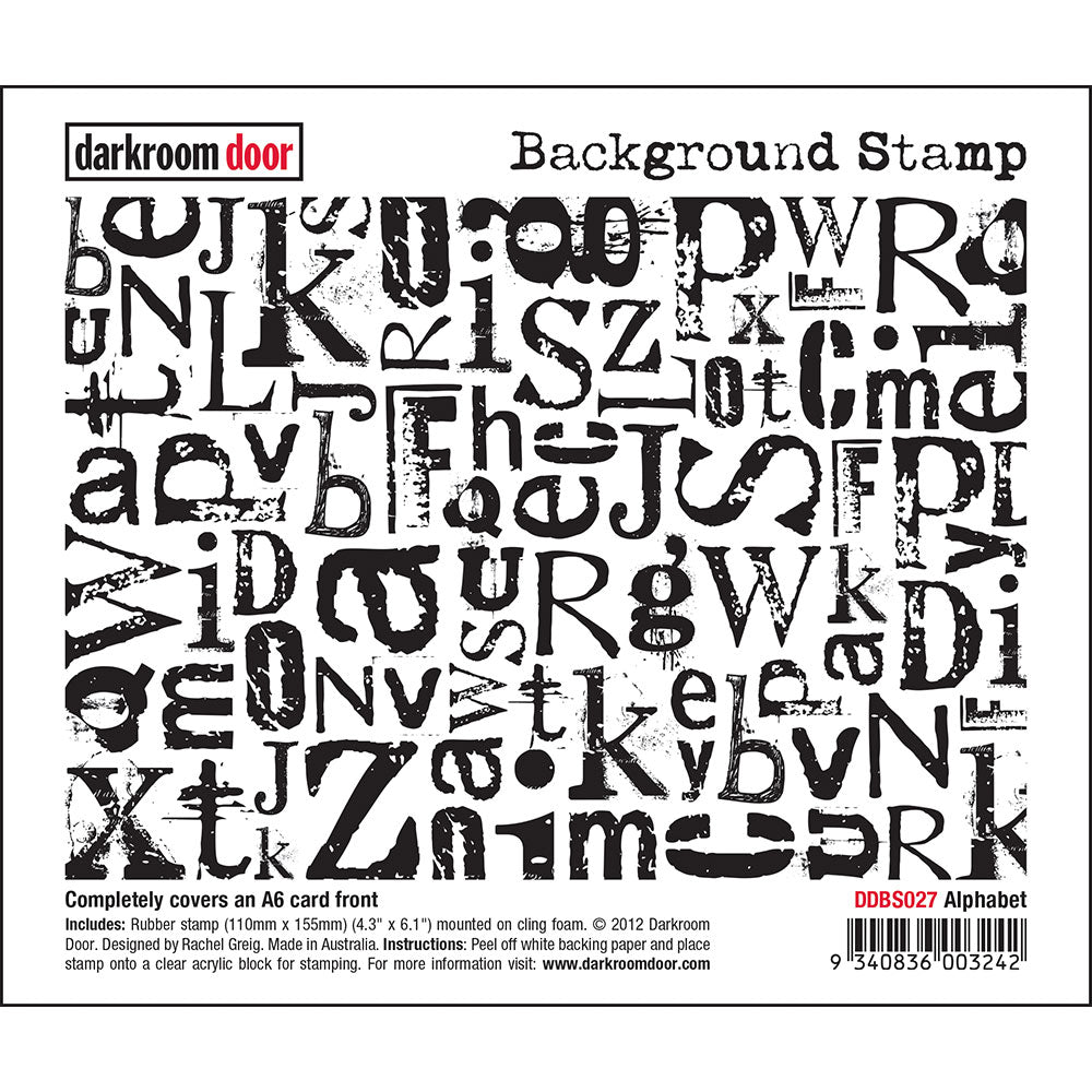 Darkroom Door - Background Stamp - Alphabet - Red Rubber Cling Stamps