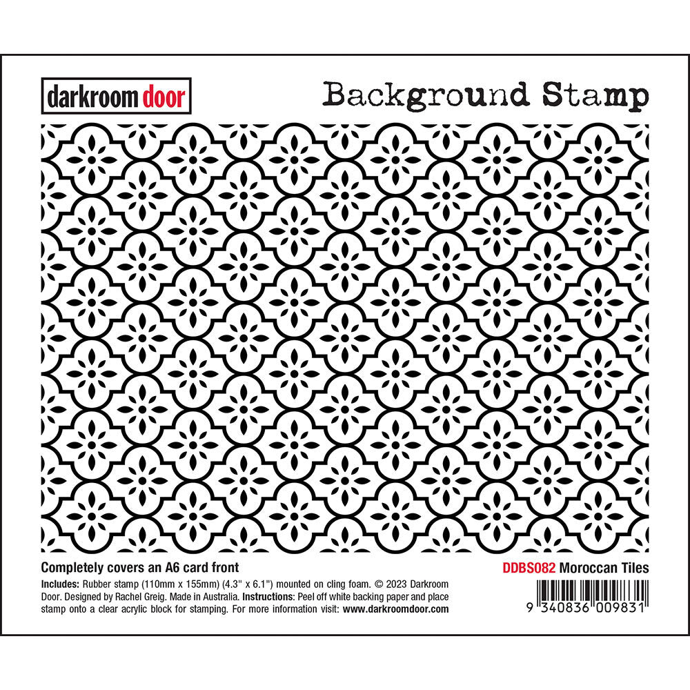 Darkroom Door - Background Stamp - Moroccan Tiles - Red Rubber Cling Stamps