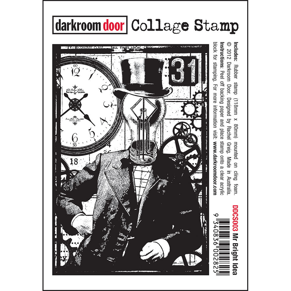Darkroom Door - Collage Stamp - Mr. Bright Idea - Rubber Cling Collage Stamp
