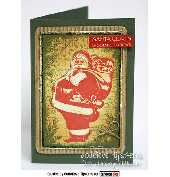 Darkroom Door - Collage Stamp - Jolly Santa - Red Rubber Cling Stamps