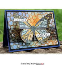 Darkroom Door - Collage Stamp - Patchwork Butterfly - Red Rubber Cling Stamp