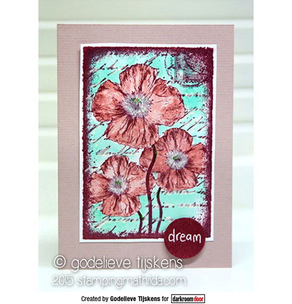 Darkroom Door - Collage Stamp - Pretty Poppies - Red Rubber Cling