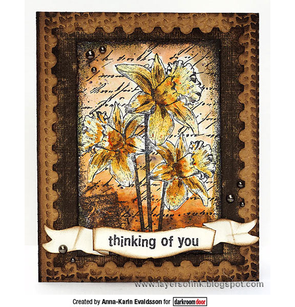 Darkroom Door - Collage Stamp - Dear Daffodils - Red Rubber Cling Stamps