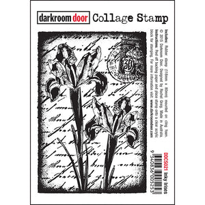 Darkroom Door - Collage Stamp - Inky Irises - Red Rubber Cling Stamps