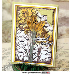 Darkroom Door - Collage Stamp - Inky Irises - Red Rubber Cling Stamps