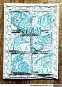 Darkroom Door - Collage Stamp - Seaside Squares - Red Rubber Cling Stamps