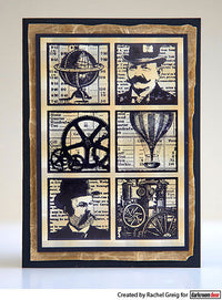 Darkroom Door - Collage Stamp - Steampunk Squares - Rubber Cling Collage Stamp