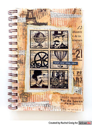 Darkroom Door - Collage Stamp - Steampunk Squares - Rubber Cling Collage Stamp