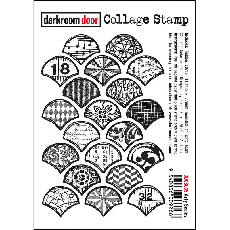 Darkroom Door - Collage Stamp - Red Rubber Cling Stamp - Arty Scales