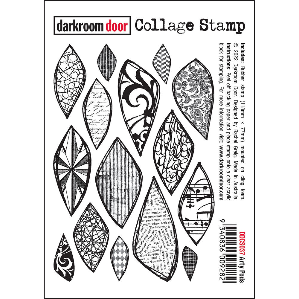 Darkroom Door - Collage Stamp - Red Rubber Cling Stamp - Arty Pods