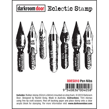 Darkroom Door - Eclectic Stamp - Pen Nibs - Red Rubber Cling Stamp