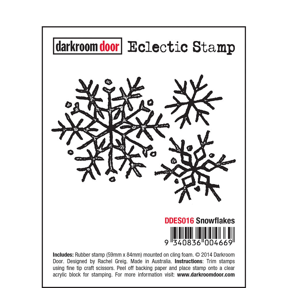 Darkroom Door - Eclectic Stamp - Snowflakes - Red Rubber Cling Stamp