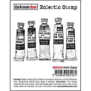 Darkroom Door - Eclectic Stamp - Paint Tubes - Red Rubber Cling Stamp