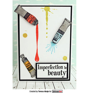 Darkroom Door - Eclectic Stamp - Paint Tubes - Red Rubber Cling Stamp