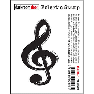 Darkroom Door - Eclectic Stamp - Treble Clef - Red Rubber Cling Stamp