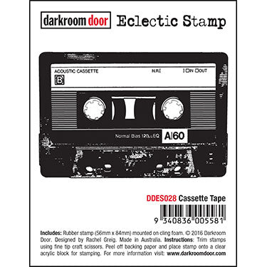 Darkroom Door - Eclectic Stamp - Cassette Tape - Red Rubber Cling Stamp