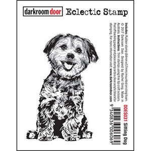 Darkroom Door - Eclectic Stamp - Sitting Dog - Red Rubber Cling Stamp