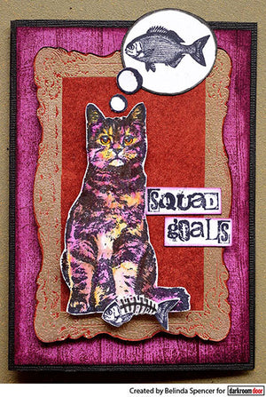 Darkroom Door - Eclectic Stamp - Sitting Cat - Red Rubber Cling Stamp