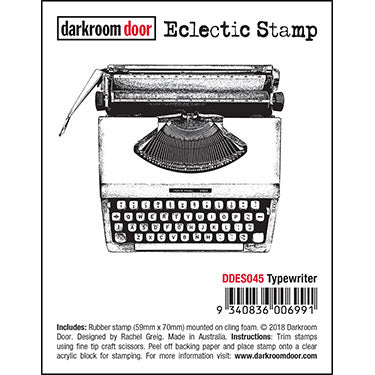 Darkroom Door - Eclectic Stamp - Typewriter - Red Rubber Cling Stamp