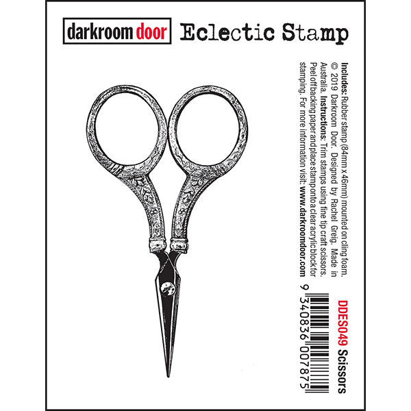 Darkroom Door - Eclectic Stamp - Scissors - Red Rubber Cling Stamp