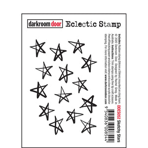 Darkroom Door - Eclectic Stamp - Sketchy Stars - Red Rubber Cling Stamp