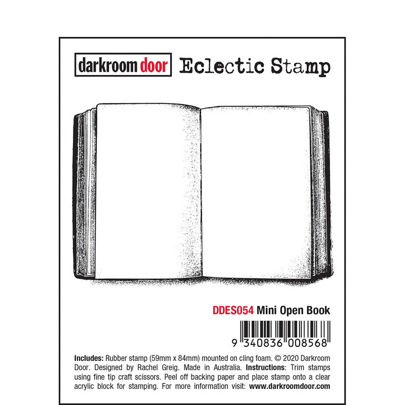 Darkroom Door - Eclectic Stamp - Mini Open Book - Red Rubber Cling Stamp