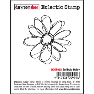 Darkroom Door - Eclectic Stamp - Scribble Daisy - Red Rubber Cling Stamp