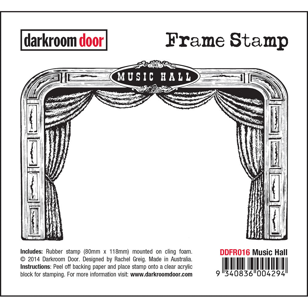 Darkroom Door - Frame Stamp - Music Hall - Red Rubber Cling Stamps