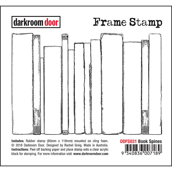 Darkroom Door - Frame Stamp - Book Spines - Red Rubber Cling Stamps