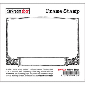 Darkroom Door - Frame Stamp - Flower Scroll - Red Rubber Cling Stamps