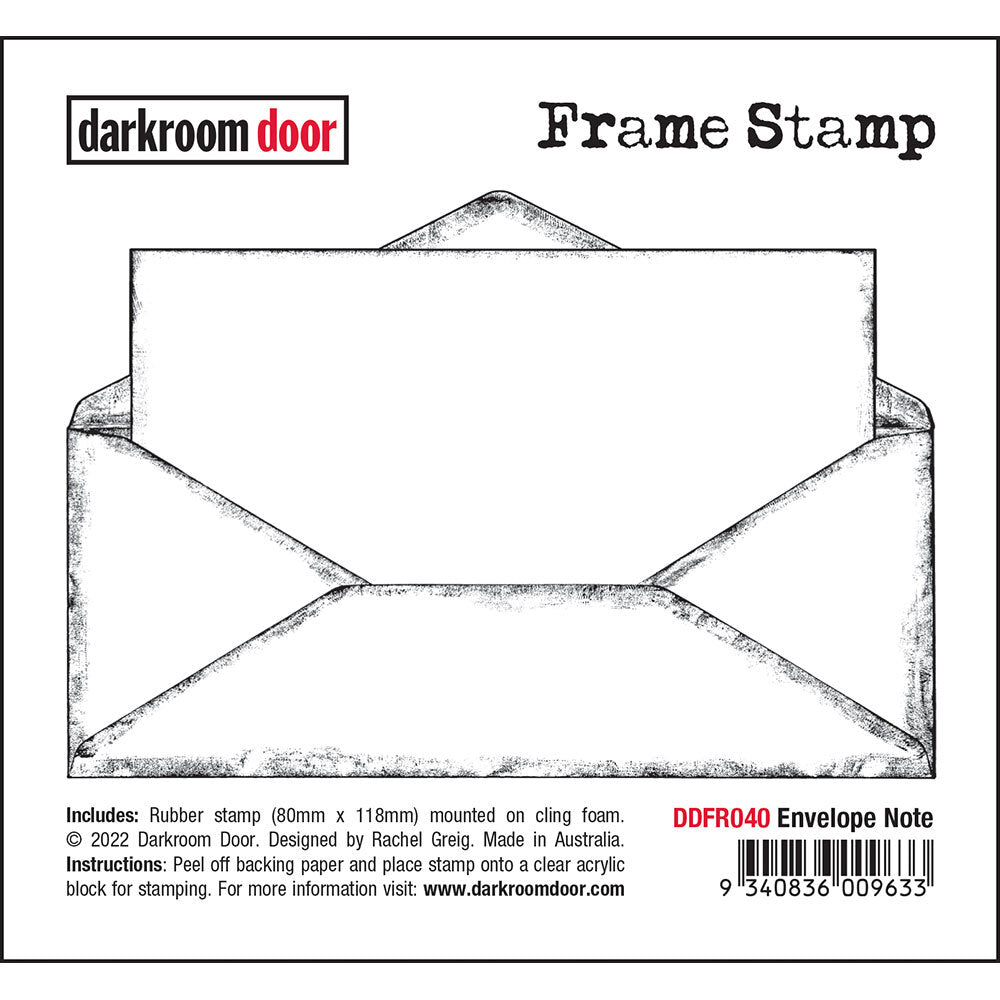 Darkroom Door - Frame Stamp -  Envelope Note - Red Rubber Cling Stamp