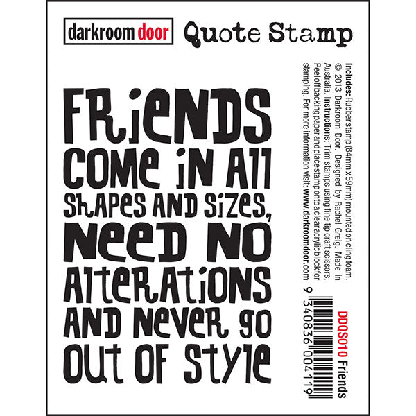 Darkroom Door - Quote - Friends - Red Rubber Cling Stamp