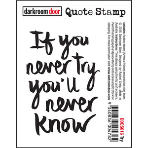 Darkroom Door - Quote Stamp - Try - Red Rubber Cling Stamp