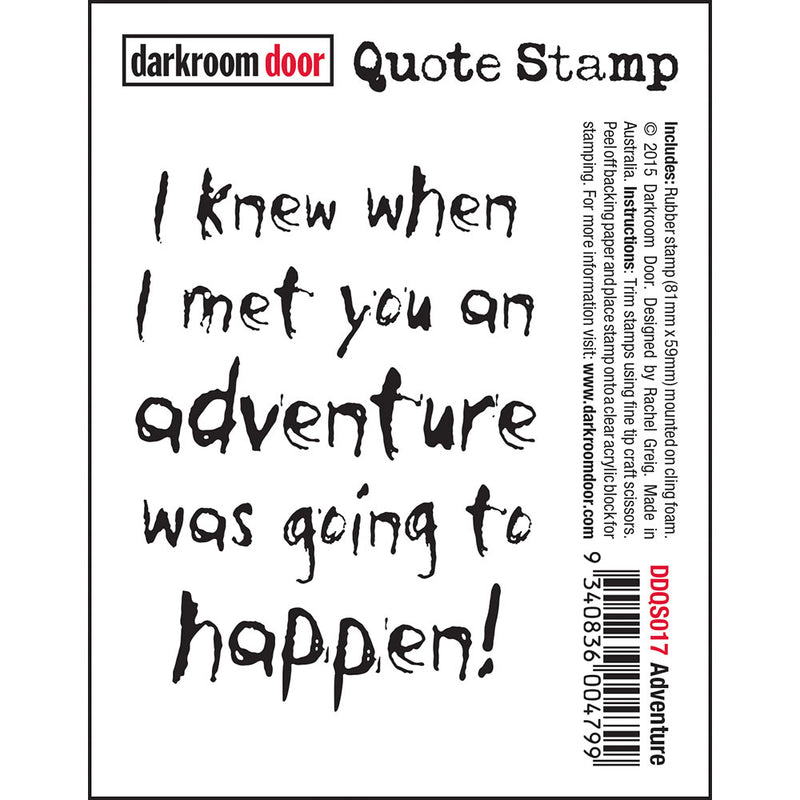 Darkroom Door - Quote Stamp - Adventure - Red Rubber Cling Stamp