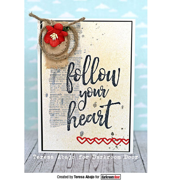 Darkroom Door - Quote Stamp - Follow Your Heart - Red Rubber Cling Stamp