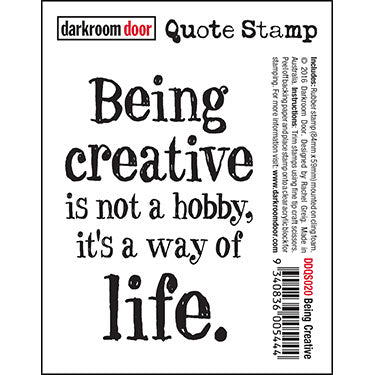 Darkroom Door - Quote - Being Creative - Red Rubber Cling Stamp