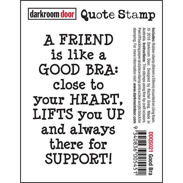 Darkroom Door - Quote - Good Bra - Red Rubber Cling Stamp