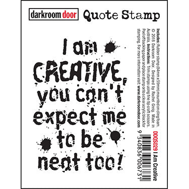Darkroom Door - Quote - I Am Creative - Red Rubber Cling Stamp