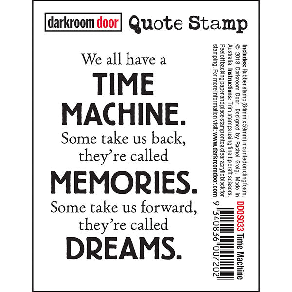 Darkroom Door - Quote - Time Machine - Red Rubber Cling Stamp