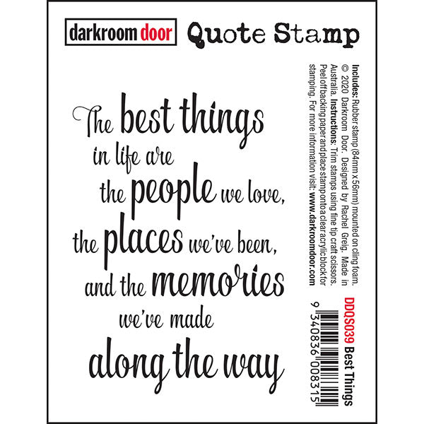 Darkroom Door - Quote - Best Things - Red Rubber Cling Stamp