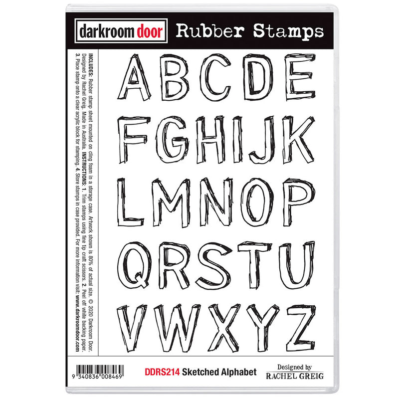 Darkroom Door - Rubber Stamp Set - Sketched Alphabet